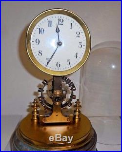 ANTIQUE EUREKA LONDON RARE ELECTROMAGNETIC CLOCK ENGLAND c. 1910 BRASS UNDER DOME