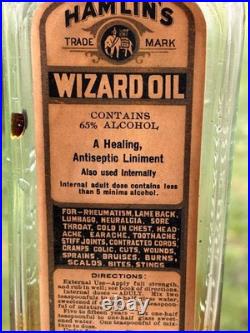 ANTIQUE HAMLIN'S WIZARD OIL PAPER LABEL MEDICINE BOTTLE With CONTENTS CORK 1890s