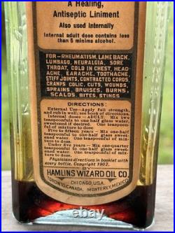 ANTIQUE HAMLIN'S WIZARD OIL PAPER LABEL MEDICINE BOTTLE With CONTENTS CORK 1890s