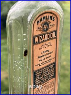 ANTIQUE HAMLIN'S WIZARD OIL PAPER LABEL MEDICINE BOTTLE With CONTENTS CORK 1890s