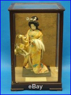 ANTIQUE JAPANESE GEISHA GOFUN DOLL with DISPLAY PRESENTED TO ELEANOR ROOSEVELT