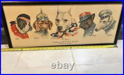 ANTIQUE MILITARY DOGS litho Print Wallace Robinson 1915 WWI Bulldog Dachshund
