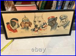 ANTIQUE MILITARY DOGS litho Print Wallace Robinson 1915 WWI Bulldog Dachshund