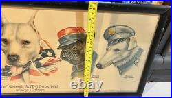 ANTIQUE MILITARY DOGS litho Print Wallace Robinson 1915 WWI Bulldog Dachshund