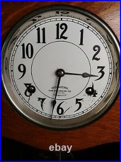 ANTIQUE OAK INTERNATIONAL TIME RECORDER CO TIME CLOCK 1925 Endicott NY Working