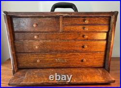 ANTIQUE PILLIOD MACHINIST'S SIX DRAWER OAK TOOL CHEST Swanton, Ohio WOW