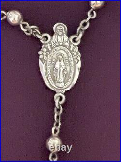 ANTIQUE ROSARY by CREED ALL SOLID STERLING SILVER 26 gm 18.5 EXCELLENT COND