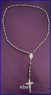 ANTIQUE ROSARY by CREED ALL SOLID STERLING SILVER 26 gm 18.5 EXCELLENT COND