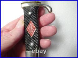 ANTIQUE SCOUT KNIFE/SCABBARD Voos Solingen Germany Fist & Arrows NICE 1