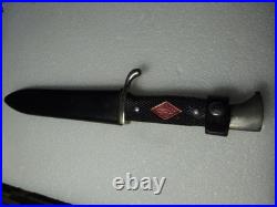 ANTIQUE SCOUT KNIFE/SCABBARD Voos Solingen Germany Fist & Arrows NICE 1