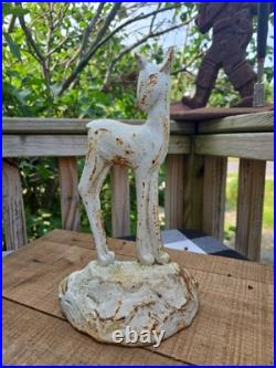ANTIQUE USA CAST IRON Taylor Cook STATUE Fawn / Deer DOORSTOP #6 in Series 1930