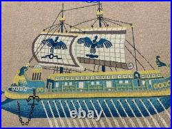 ART DECO CHINESE ORIENTAL RUG BOAT SAILS OARS FLAGS EAGLES 2' 10 x 3' 10