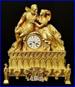 ASTONISHING MUSEUM VERY LARGE EMPIRE FRENCH ANTIQUE GILT BRONZE CLOCK HEAVY29Lbs