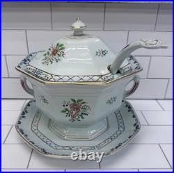 Adams Calyx Ware Tureen withLid, Ladle & Under plate Antique C. 1900