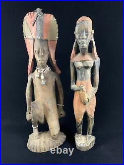 African Art 2 Antique Statues Congo 12 Inch Pair