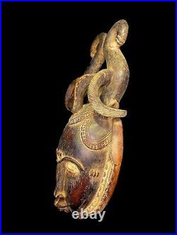 African Art African Baule Mask Authentic Antique Hand Carved -1632