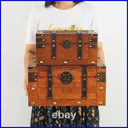 Alexander Wooden Treasure Chests Set of 2, Antique Storage Trunks, Decorati