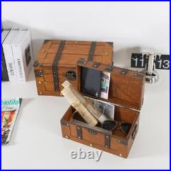 Alexander Wooden Treasure Chests Set of 2, Antique Storage Trunks, Decorati