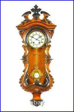 Amazing Antique German C. Werner Serpentine Spring Driven Wall Clock approx. 1880