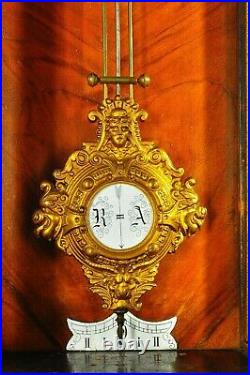 Amazing Antique German C. Werner Serpentine Spring Driven Wall Clock approx. 1880