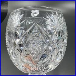 American Brilliant Period Cut Glass Goblet W Hobstar Scallop Cut Foot Heavy Set2