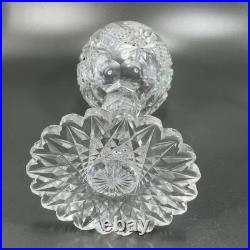 American Brilliant Period Cut Glass Goblet W Hobstar Scallop Cut Foot Heavy Set2