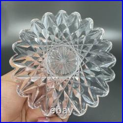 American Brilliant Period Cut Glass Goblet W Hobstar Scallop Cut Foot Heavy Set2