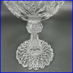 American Brilliant Period Cut Glass Goblet W Hobstar Scallop Cut Foot Heavy Set2