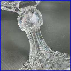 American Brilliant Period Cut Glass Goblet W Hobstar Scallop Cut Foot Heavy Set2