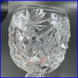 American Brilliant Period Cut Glass Goblet W Hobstar Scallop Cut Foot Heavy Set2
