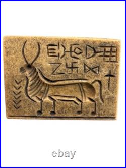 Ancient Bull Stamp Seal Tablet Carved Stone Pendant Symbolic Artifact Roman