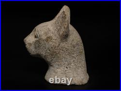Ancient Egyptian Antiques Bastet Cat Head Statue Rare Granite Sacred Relic