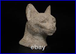 Ancient Egyptian Antiques Bastet Cat Head Statue Rare Granite Sacred Relic