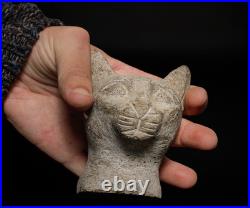 Ancient Egyptian Antiques Bastet Cat Head Statue Rare Granite Sacred Relic