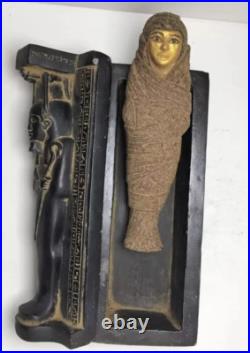 Ancient Egyptian Antiques Goddess Isis Funerary Box With Egyptian Ushabti Inside