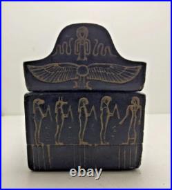 Ancient Egyptian Antiques Goddess Isis Funerary Box With Egyptian Ushabti Inside
