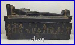 Ancient Egyptian Antiques Goddess Isis Funerary Box With Egyptian Ushabti Inside