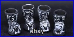 Ancient Egyptian Antiques Set Canopic 4 Jars & Pharaonic Inscriptions Egypt BC