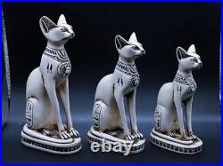Ancient Egyptian Antiquities Egyptian 3 Goddess Bastet Statue 3 Cat Figure BC