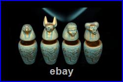 Ancient Egyptian Antiquities Pharaonic 4 Canopic Jars Sons God Horus Egyptian BC