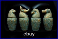 Ancient Egyptian Antiquities Pharaonic 4 Canopic Jars Sons God Horus Egyptian BC
