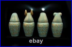 Ancient Egyptian Antiquities Pharaonic 4 Canopic Jars Sons God Horus Egyptian BC