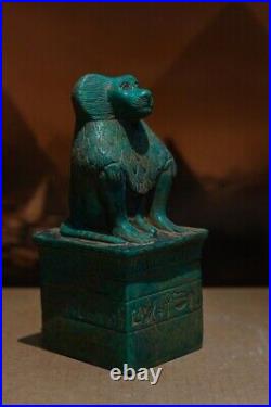 Ancient Egyptian Antiquities Seated Statue of Thoth Depicted in Baboon Egypt BC