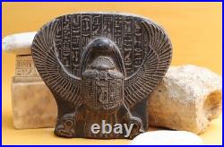 Ancient Egyptian Antiquities Winged Scarab Carved In block Of Stone Rare BC