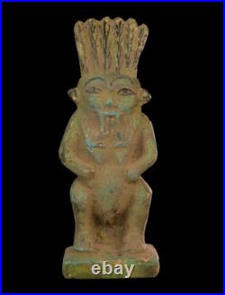 Ancient Egyptian God Bes Statue Rare Pharaonic Stone Protection Deity Artifact