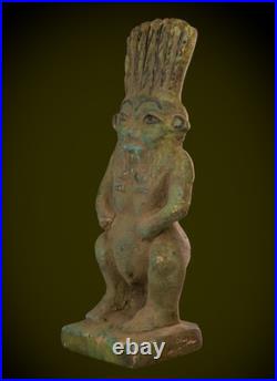 Ancient Egyptian God Bes Statue Rare Pharaonic Stone Protection Deity Artifact