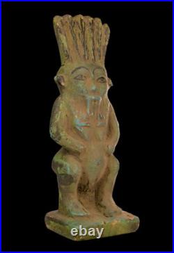 Ancient Egyptian God Bes Statue Rare Pharaonic Stone Protection Deity Artifact