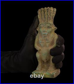 Ancient Egyptian God Bes Statue Rare Pharaonic Stone Protection Deity Artifact