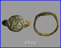 Ancient Near Eastern Phoenician Bronze Signet Ring Inscribed Paleo-Hebrew Letter