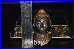 Ancient Old Central Asian Solid Silver Gold Gilded Buddha Head 5th-6th Century